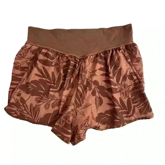 Offline By Aerie Shorts Women’s Brown Floral Pull On Workout Running Size XL - Picture 2 of 4
